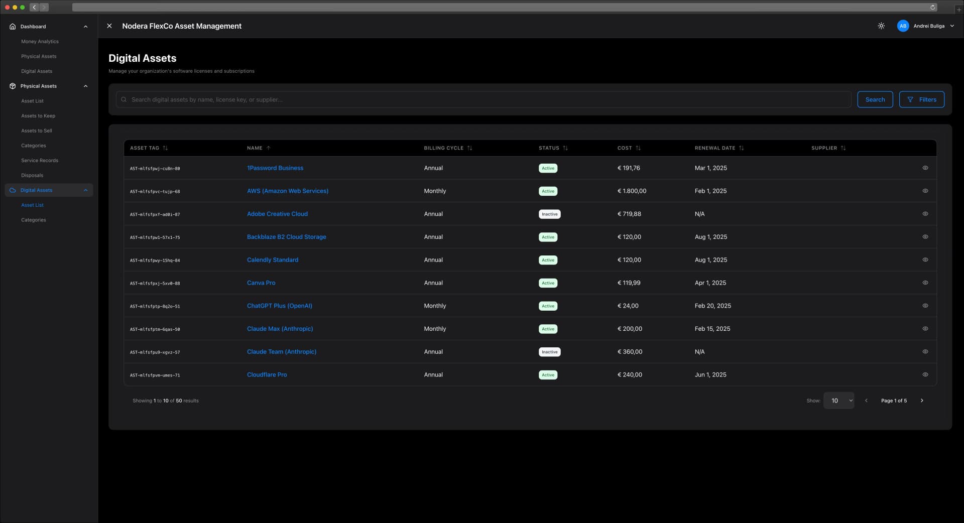 Digital asset and license inventory