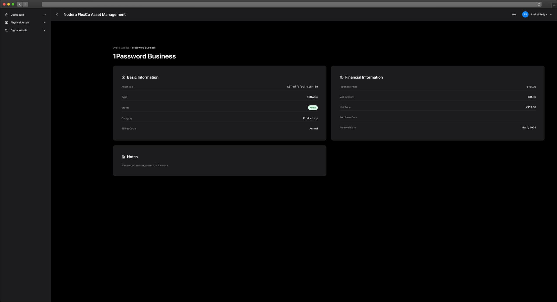 Asset category management tree view